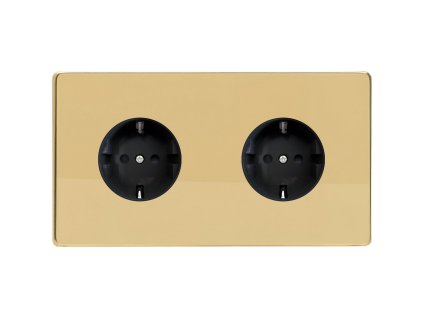 Designová zásuvka Síťová zásuvka MAINS SOCKET - Bezšroubkový - 2-modulový - leštěná mosaz, Síťová zásuvka MAINS SOCKET - Bezšroubkový - 2-modulový - leštěná mosaz