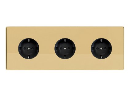 Designová zásuvka Síťová zásuvka MAINS SOCKET - Bezšroubkový - 3-modulový - leštěná mosaz, Síťová zásuvka MAINS SOCKET - Bezšroubkový - 3-modulový - leštěná mosaz