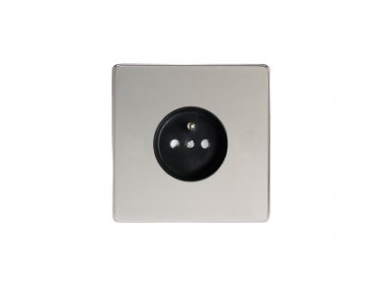Designová zásuvka Síťová zásuvka MAINS SOCKET - Bezšroubkový - 1-modulový - leštěný chrom, Síťová zásuvka MAINS SOCKET - Bezšroubkový - 1-modulový - leštěný chrom