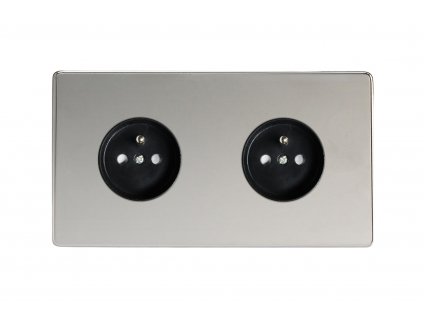 Designová zásuvka Síťová zásuvka MAINS SOCKET - Bezšroubkový - 2-modulový - leštěný chrom, Síťová zásuvka MAINS SOCKET - Bezšroubkový - 2-modulový - leštěný chrom