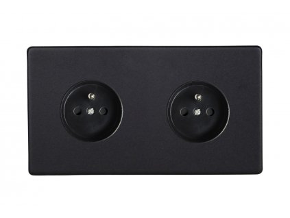Designová zásuvka Síťová zásuvka MAINS SOCKET - Bezšroubkový - 2-modulový - matně černá, Síťová zásuvka MAINS SOCKET - Bezšroubkový - 2-modulový - matně černá