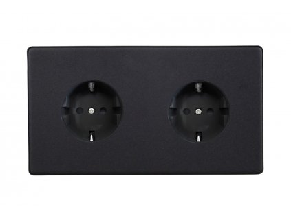Designová zásuvka Síťová zásuvka MAINS SOCKET - Bezšroubkový - 2-modulový - matně černá, Síťová zásuvka MAINS SOCKET - Bezšroubkový - 2-modulový - matně černá