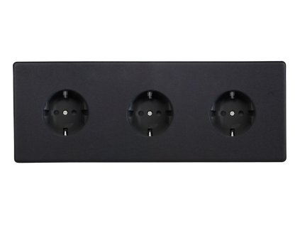 Designová zásuvka Síťová zásuvka MAINS SOCKET - Bezšroubkový - 3-modulový - matně černá, Síťová zásuvka MAINS SOCKET - Bezšroubkový - 3-modulový - matně černá