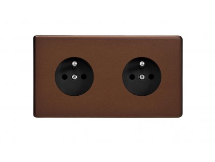 Designová zásuvka Síťová zásuvka MAINS SOCKET - Bezšroubkový - 2-modulový - moka, Síťová zásuvka MAINS SOCKET - Bezšroubkový - 2-modulový - moka