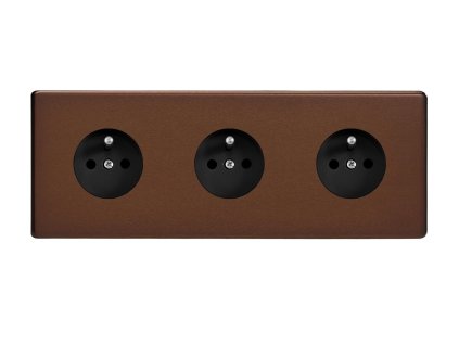 Designová zásuvka Síťová zásuvka MAINS SOCKET - Bezšroubkový - 3-modulový - moka, Síťová zásuvka MAINS SOCKET - Bezšroubkový - 3-modulový - moka