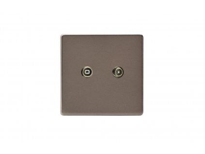 Designová zásuvka Mutimediální zásuvka MEDIA SOCKET - 2-modulový TV/Radio BEZROUBKOVÉ - cínová, socket_XER2RTVS_screwless_pewter