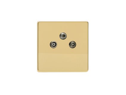Designová zásuvka Mutimediální zásuvka MEDIA SOCKET - 3-modulový TV/Radio BEZROUBKOVÉ - letìná mosaz, socket XEV3RTVS screwless polished brass