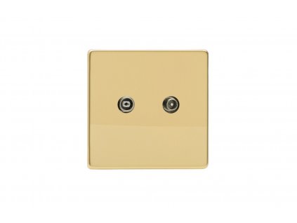 Designová zásuvka Mutimediální zásuvka MEDIA SOCKET - 2-modulový TV/Radio BEZROUBKOVÉ - letìná mosaz, socket XEV2RTVS screwless polished brass