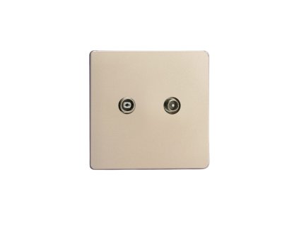 Designová zásuvka Mutimediální zásuvka MEDIA SOCKET - 2-modulový TV/Radio BEZROUBKOVÉ - satén, socket_XEN2RTVS_screwless_satin