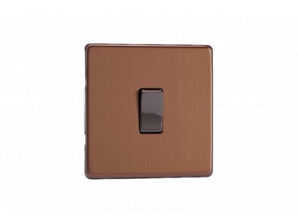 Designový vypínač Kolébkový vypínač ROCKER - 1-modulový schodišťový (č.6); jednosměrný (č.1) 10A 1-pólový BEZŠROUBKOVÉ - kartáčovaný bronz / černé (lesklé) iridium, XDY1S.BZ