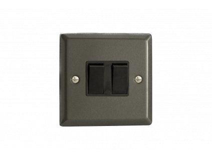 Designový vypínač Kolébkový vypínač ROCKER - 2-modulový schodišťový (č.6); jednosměrný (č.1) 10A 1-pólový KLASICKÉ - grafit 21 / černé kolébky, XP2B