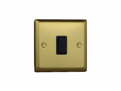 Designový vypínač Kolébkový vypínač ROCKER - 1-modulový schodišťový (č.6); jednosměrný (č.1) 10A 1-pólový KLASICKÉ - kartáčovaná mosaz / černá kolébka, XY1B.BB