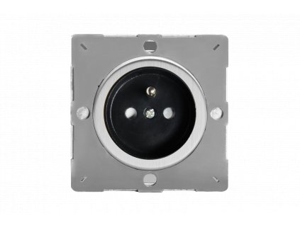Designová zásuvka Síťová zásuvka MAINS SOCKET - 1-modulový 16A česká PIN BEZŠROUBKOVÉ - kartáčovaná ocel / černá, EG4FBS removebg preview
