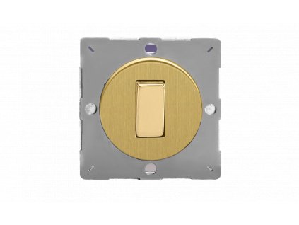 Designový vypínač Kolébkový vypínač ROCKER - 1-modulový schodišťový (č.6); jednosměrný (č.1) 10A 1-pólový BEZŠROUBKOVÉ - kartáčovaná mosaz / mosazná kolébka, varigrid rocker Z1EG1B