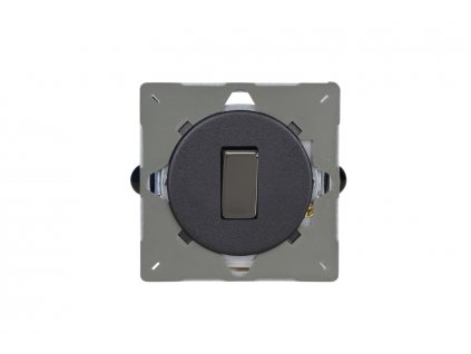 Designový vypínač Kolébkový vypínač ROCKER - 1-modulový křížový (č.7) 10A 1-pólový BEZŠROUBKOVÉ - matně černá / černé (lesklé) iridium, varigrid rocker Z1EG1Y.MB screwless matt black