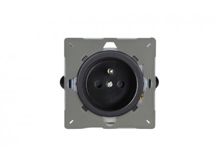 Designová zásuvka Síťová zásuvka MAINS SOCKET - 1-modulový 16A česká PIN BEZŠROUBKOVÉ - matně černá / černé (lesklé) iridium, varigrid-mains-socket_Z1EG4FBY.MB_screwless_matt-black
