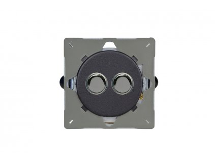 Designový vypínač Tlačítkový vypínač IMPULSE - 2-modulový jednosměrný (č.1) 6A 1-pólový momentový BEZŠROUBKOVÉ - matně černá / černé (lesklé) iridium, varigrid momentary Z1EGP2Y.MB screwless matt black