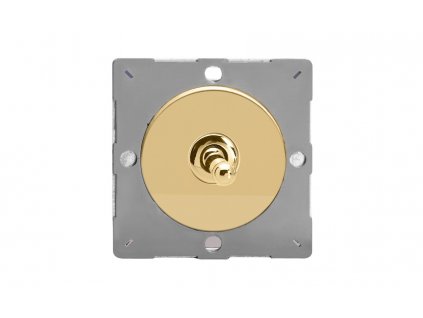 Designový vypínač Páčkový vypínač TOGGLE - 1-modulový schodišťový (č.6); jednosměrný (č.1) 10A 1-pólový MODULÁRNÍ - leštěná mosaz / mosazná páčka, varigrid toggle Z1EGT1V