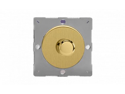 Luxusní stmívač Rotační stmívač DIMMER - 1-modulový schodišťový (č.6) 15-180 W (max 24 LEDs) 0.78A 1-pólový LED MODULÁRNÍ - kartáčovaná mosaz / leštěný mosazný knoflík, EGKP1B removebg preview