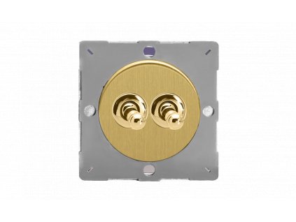 Designový vypínač Páčkový vypínač TOGGLE - 2-modulový schodišťový (č.6); jednosměrný (č.1) 10A 1-pólový MODULÁRNÍ - kartáčovaná mosaz / mosazné páčky, varigrid toggle Z1EGT2B.jpg brushed brass