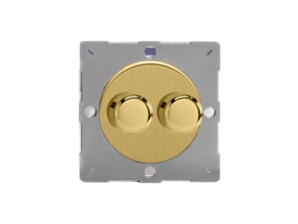 Luxusní stmívaè Rotaèní stmívaè DIMMER - 2-modulový schodiový (è.6) 40-250 W 1.09A 1-pólový MODULÁRNÍ - kartáèovaná mosaz / letìný mosazný knoflík, varigrid dimmer Z1EGTP2B.jpg brushed brass