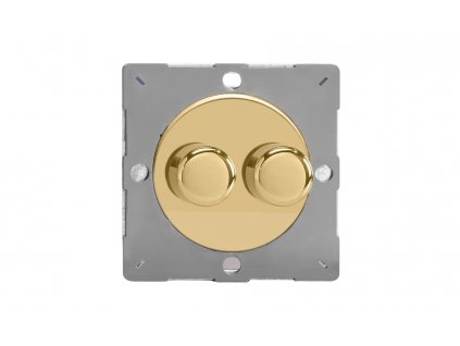Luxusní stmívač Rotační stmívač DIMMER - 2-modulový schodišťový (č.6) 40-250 W 1.09A 1-pólový MODULÁRNÍ - leštěná mosaz / leštěný mosazný knoflík, varigrid dimmer Z1EGTP2V