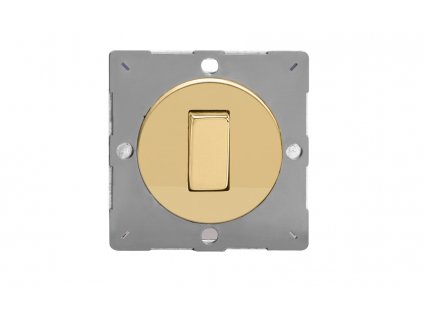 Designový vypínač Kolébkový vypínač ROCKER - 1-modulový schodišťový (č.6); jednosměrný (č.1) 10A 1-pólový MODULÁRNÍ - leštěná mosaz / mosazná kolébka, varigrid rocker Z1EG1V