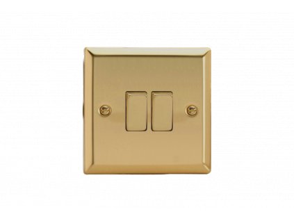 Designový vypínač Kolébkový vypínač ROCKER - 2-modulový schodišťový (č.6); jednosměrný (č.1) 10A 1-pólový KLASICKÉ - leštěná mosaz / mosazné kolébky, XV2D