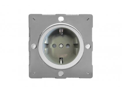 Designová zásuvka Síťová zásuvka MAINS SOCKET - 1-modulový 16A schuko BEZŠROUBKOVÉ - kartáčovaná ocel / šedá, varigrid-mains-socket_Z1EG5FGS