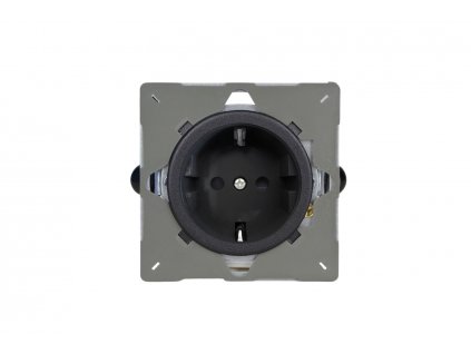 Designová zásuvka Síťová zásuvka MAINS SOCKET - 1-modulový 16A schuko BEZŠROUBKOVÉ - matně černá / černé (lesklé) iridium, varigrid-mains-socket_Z1EG5FBY.MB_screwless_matt-black