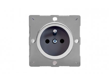 Designová zásuvka Síťová zásuvka MAINS SOCKET - 1-modulový 16A česká PIN BEZŠROUBKOVÉ - kartáčovaná ocel / šedá, varigrid-mains-socket_Z1EG4FGS