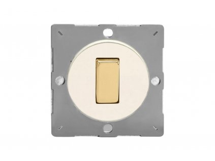 Designový vypínač Kolébkový vypínač ROCKER - 1-modulový schodišťový (č.6); jednosměrný (č.1) 10A 1-pólový MODULÁRNÍ - matně bílá / mosazná kolébka, varigrid rocker Z1EG1YV.MW