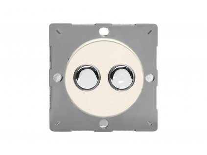 Designový vypínač Tlačítkový vypínač IMPULSE - 2-modulový schodišťový (č.6); jednosměrný (č.1) 6A 1-pólový MODULÁRNÍ - matně bílá / chrom tlačítko, varigrid momentary Z1EGP2Y.MW