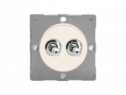 Designový vypínač Páčkový vypínač TOGGLE - 2-modulový schodišťový (č.6); jednosměrný (č.1) 10A 1-pólový MODULÁRNÍ - matně bílá / chromová páčka, varigrid toggle Z1EGT2Y.MW