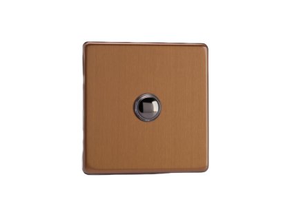 Designový vypínač Tlačítkový vypínač IMPULSE - 1-modulový schodišťový (č.6); jednosměrný (č.1) 6A 1-pólový BEZŠROUBKOVÉ - kartáčovaný bronz / černé (lesklé) iridium, XDYP1S.BZ