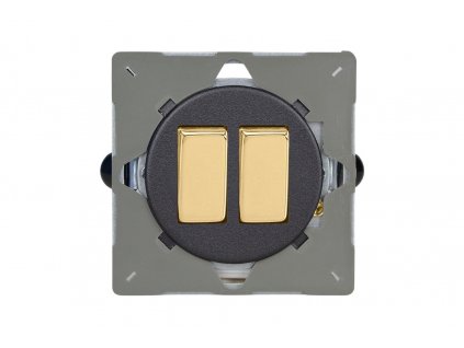 Designový vypínaè Kolébkový vypínaè ROCKER - 2-modulový schodiový (è.6); jednosmìrný (è.1) 10A 1-pólový MODULÁRNÍ - matnì èerná / mosazná kolébka, Z1EG2YV.MB