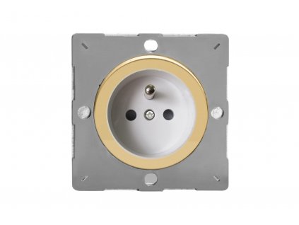 Designová zásuvka Síová zásuvka MAINS SOCKET - 1-modulový 16A èeská PIN MODULÁRNÍ - letìná mosaz / bílá, Z1EG4FWV