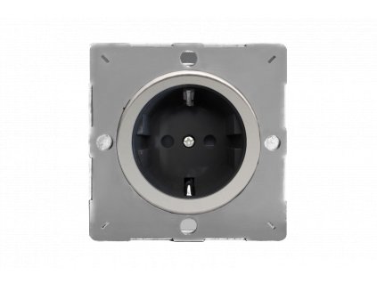 Designová zásuvka Síová zásuvka MAINS SOCKET - 1-modulový 16A schuko MODULÁRNÍ - letìný chrom / èerná, Z1EG5FBC