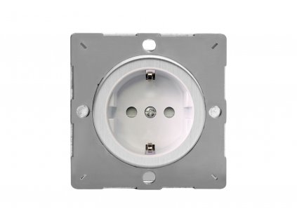 Designová zásuvka Síová zásuvka MAINS SOCKET - 1-modulový 16A schuko MODULÁRNÍ - kartáèovaná ocel / bílá, Z1EG5FWS