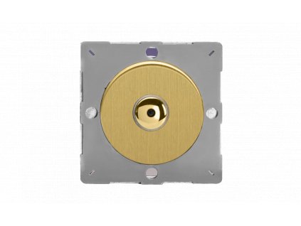 Designový vypínaè Tlaèítkový vypínaè IMPULSE - 1-modulový jednosmìrný (è.1) 0-100 W (max 10 LEDs) 1.3A 1-pólový LED s dálkovým MODULÁRNÍ - kartáèovaná mosaz / mosazné tlaèítko, varigrid dimmer Z1EGIJ1B.jpg brushed brass