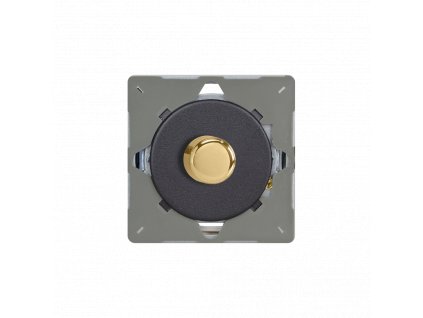 Luxusní stmívač Rotační stmívač DIMMER - 1-modulový schodišťový (č.6) 15-180 W (max 24 LEDs) 0.78A 1-pólový LED MODULÁRNÍ - matně černá / leštěný mosazný knoflík, EGKP1YV.MB