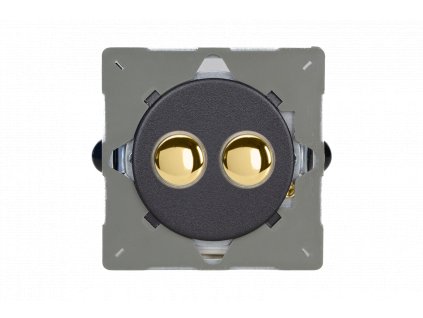 Designový vypínač Tlačítkový vypínač IMPULSE - 2-modulový jednosměrný (č.1) 6A 1-pólový momentový MODULÁRNÍ - matně černá / mosazné tlačítko, Z1EGP2YV.MB