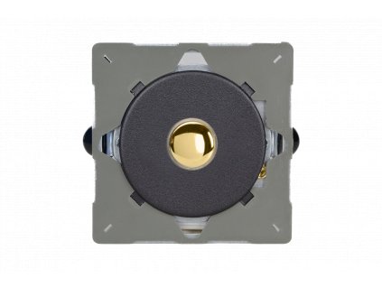 Designový vypínaè Tlaèítkový vypínaè IMPULSE - 1-modulový schodiový (è.6); jednosmìrný (è.1) 6A 1-pólový MODULÁRNÍ - matnì èerná / mosazné tlaèítko, Z1EGP1YV.MB