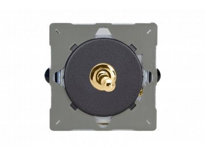 Designový vypínač Páčkový vypínač TOGGLE - 1-modulový křížový (č.7) 10A 1-pólový MODULÁRNÍ - matně černá / mosazná páčka, Z1EGT1YV.MB