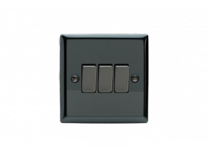 Designový vypínač Kolébkový vypínač ROCKER - 3-modulový schodišťový (č.6); jednosměrný (č.1) 10A 1-pólový KLASICKÉ - černé (lesklé) iridium / černé (lesklé) iridium, XI3D