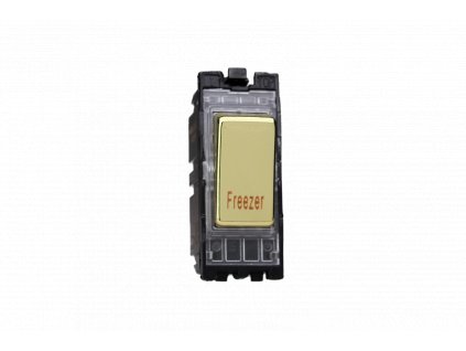 Designový vypínač Kolébkový vypínač ROCKER - 1-modulový jednosměrný (č.1) 20A 2-pólový MODULÁRNÍ - leštěná mosaz / gravírováno, G201DV.FZ