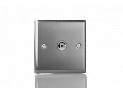 Designový vypínač Tlačítkový vypínač IMPULSE - 1-modulový jednosměrný (č.1) 0-100 W (max 10 LEDs) 1.3A 1-pólový LED s dálkovým KLASICKÉ - kartáčovaná ocel / ocelové tlačítko, IJTI101