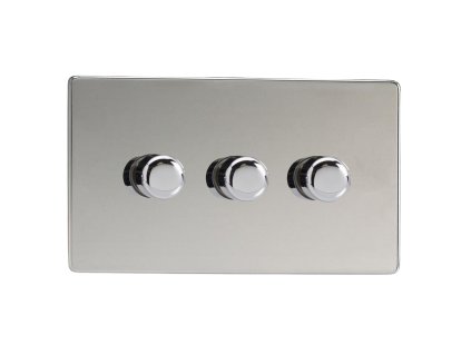 Luxusní stmívaè Rotaèní stmívaè DIMMER - 3-modulový - BEZROUBKOVÉ - Letìný chrom, HDC33S