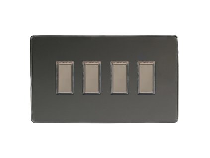 Designový vypínaè Tlaèítkový vypínaè IMPULSE - 4-modulový schodiový (è.6) 1-pólový BEZROUBKOVÉ - èerné (lesklé) iridium / èerné (lesklé) iridium, JDIES004S