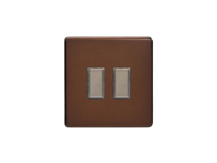 Designový vypínaè Tlaèítkový vypínaè IMPULSE - 2-modulový schodiový (è.6) 1-pólový BEZROUBKOVÉ - moka / èerné (lesklé) iridium, JDMES002S
